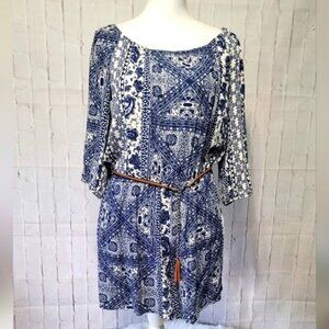 AB Studio Blue & White Paisley Romper Size 10